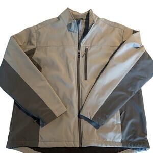 GH BASS EARTH Men’s Size Large Jacket Softshell Fleece Lined Full Zip Pockets